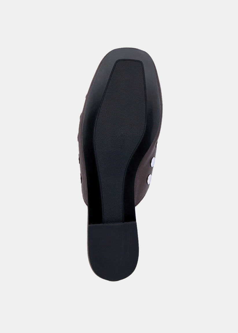 Aretha Brown Studded Mule - BROWN | SHUSHOP