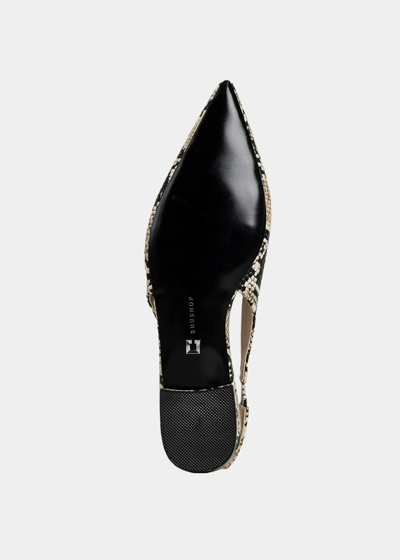 Amelia Snake Slingback Flats - SNAKE | SHUSHOP
