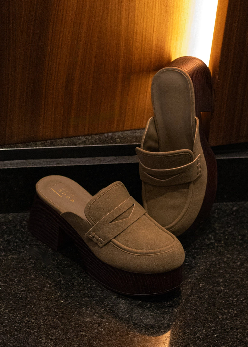 Luella Taupe Platform Clog - TAUPE | SHUSHOP