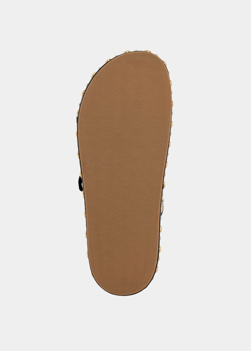 IRENE Platform Slide with Stud Details - BROWN | SHUSHOP