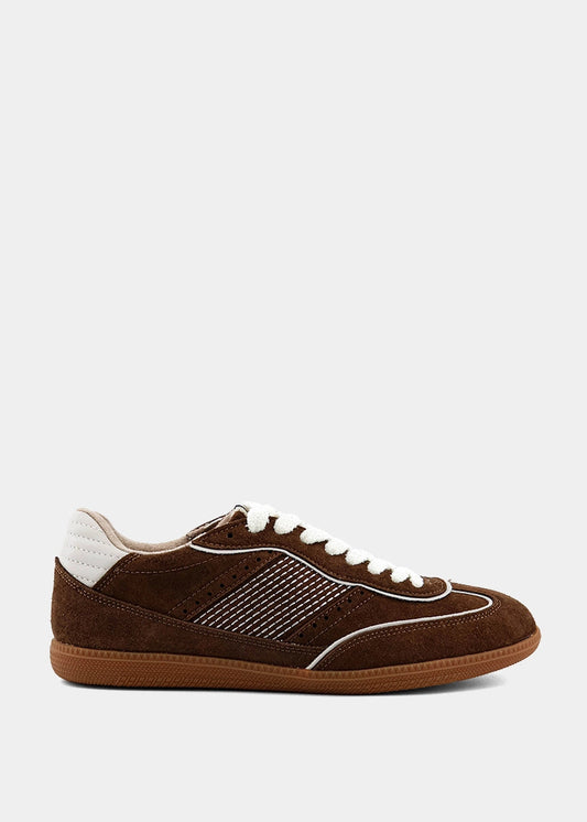 Sophie Brown Suede Sneaker | Retro Low-Top Sneaker - BROWN SUEDE | SHUSHOP