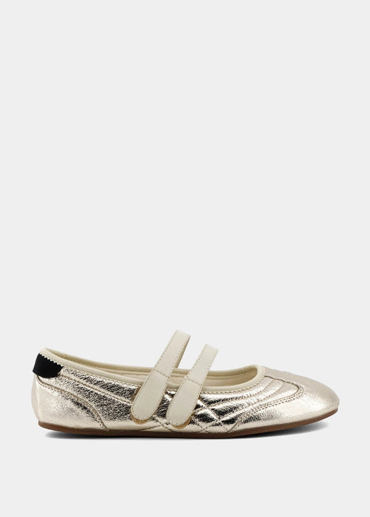 Salome Gold Mary Jane Ballet Flat - GOLD | SHUSHOP