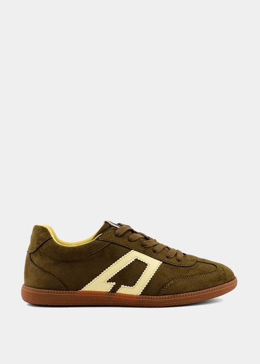 Saffron Olive Green Sneaker - Retro Gum Sole Style - OLIVE GREEN | SHUSHOP