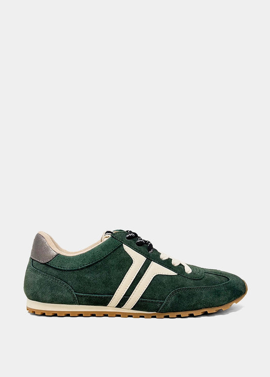 Sarah Forest Green Suede Sneaker - Retro Low Top - FOREST GREEN SUEDE | SHUSHOP