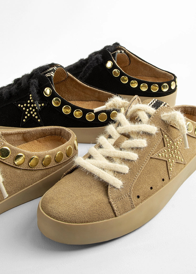 PIA Studded Sneaker Mule - CAMEL SUEDE | SHUSHOP