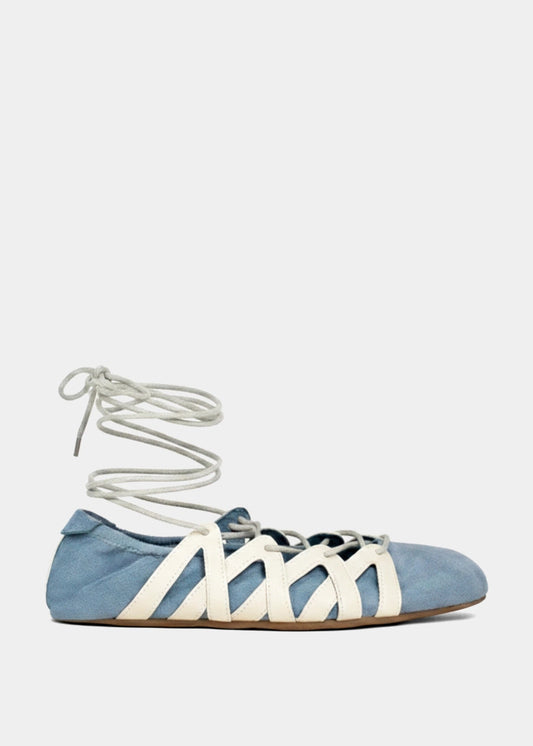 PAVLOVA Lace-Up Ballet Flat - LIGHT BLUE | SHUSHOP