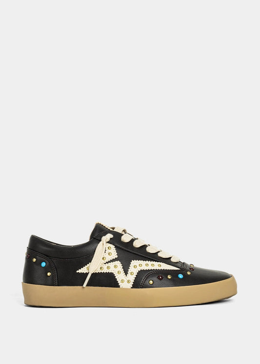 SIERRA Studded Zigzag Sneaker - CHARCOAL | SHUSHOP