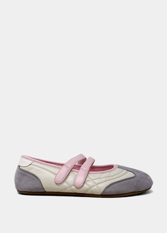 SALOME Light Grey – Toddler Ballet Flats with Velcro Straps - LIGHT GREY | SHUSHOP
