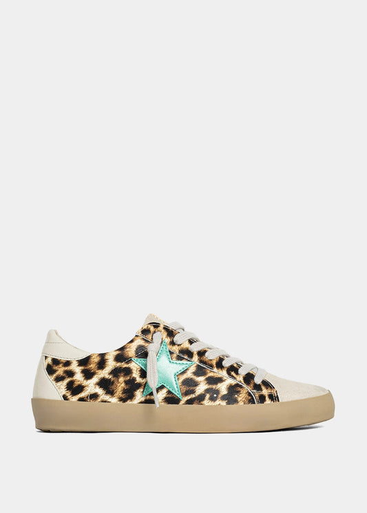 PAULA Leopard Turquoise Star Sneaker - TURQUOISE | SHUSHOP