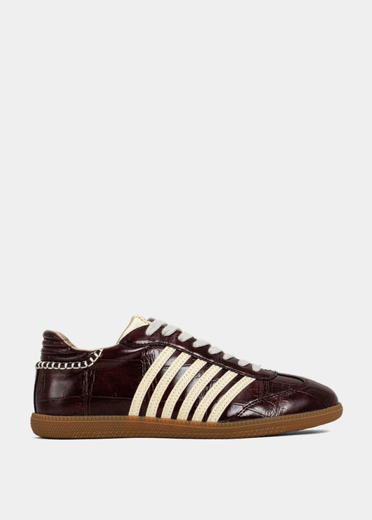 Stella Dark Red Croc Sneaker - DARK RED | SHUSHOP