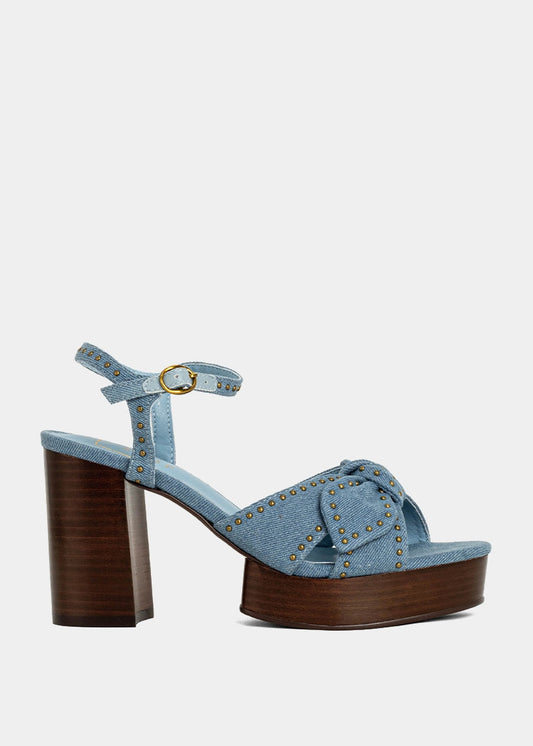 ETTA Platform Block Heel Sandal - LIGHT DENIM | SHUSHOP