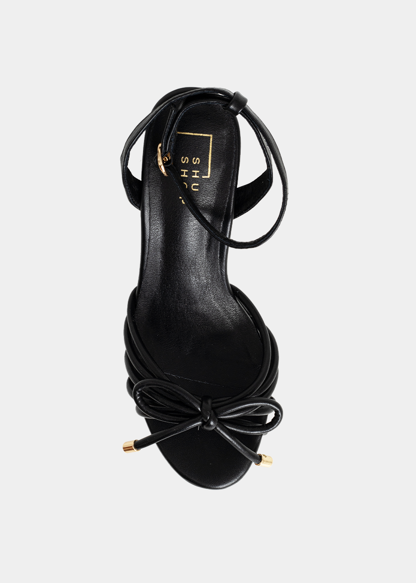 EDITH Black | Knot Detail Platform Heel Sandals - BLACK | SHUSHOP