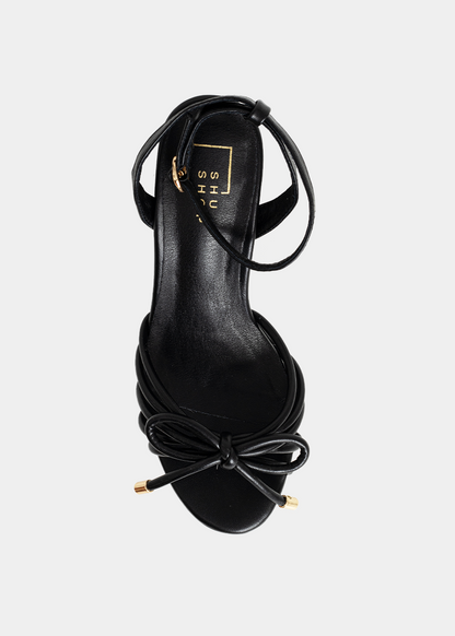 EDITH Black | Knot Detail Platform Heel Sandals - BLACK | SHUSHOP