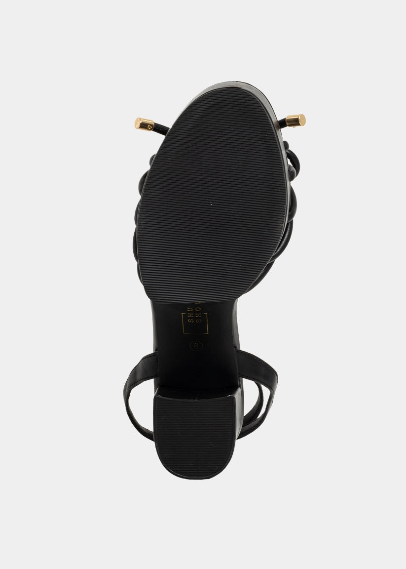 EDITH Black | Knot Detail Platform Heel Sandals - BLACK | SHUSHOP