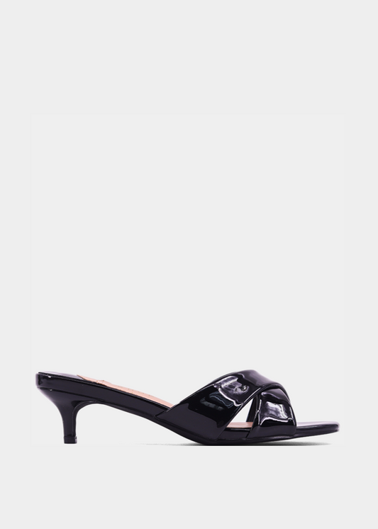 Black Patent Kitten Heel Slide – EMMA - BLACK PATENT | SHUSHOP