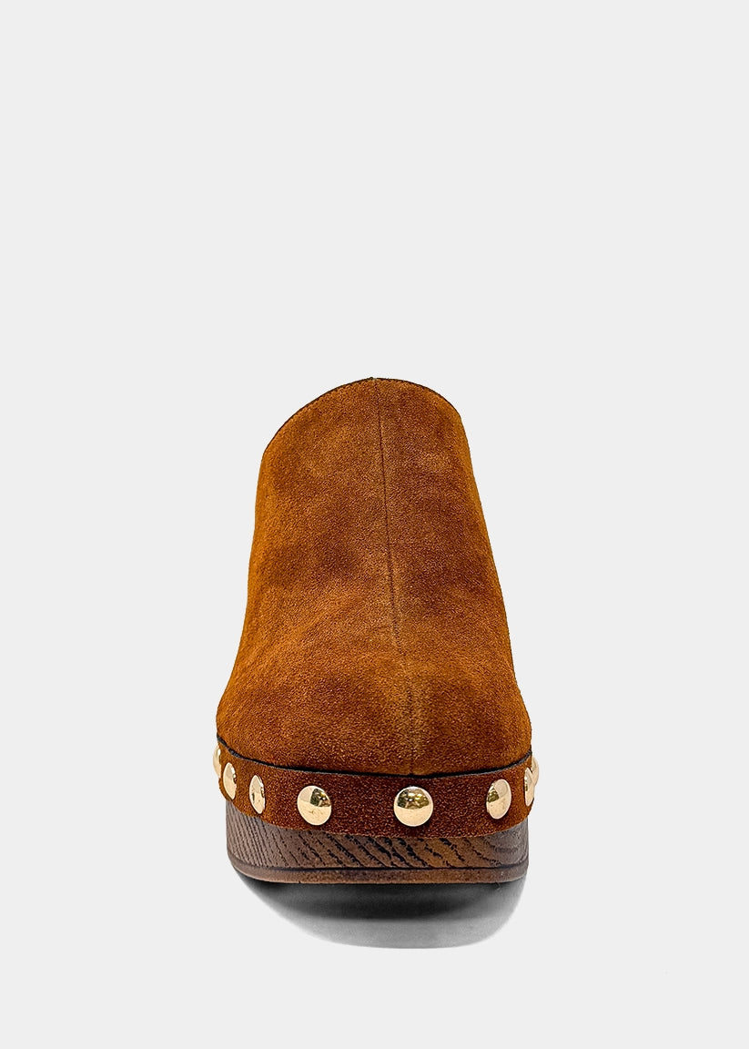 Geneva Cognac Suede Platform Clogs - COGNAC SUEDE | SHUSHOP