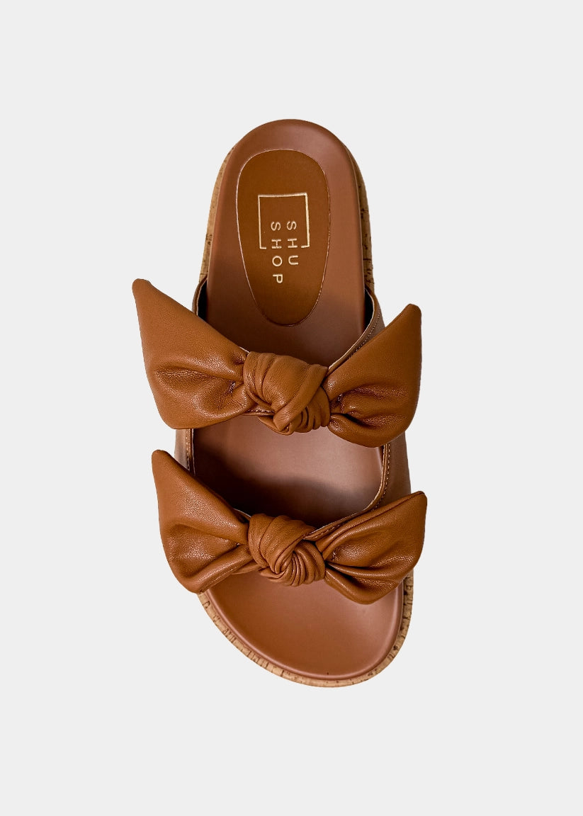 KIKI Platform Slide Sandal | Statement Flatform - TAN | SHUSHOP