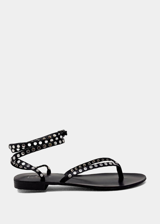 BIBI Studded Wrap Flat Sandal for Women - BLACK | SHUSHOP