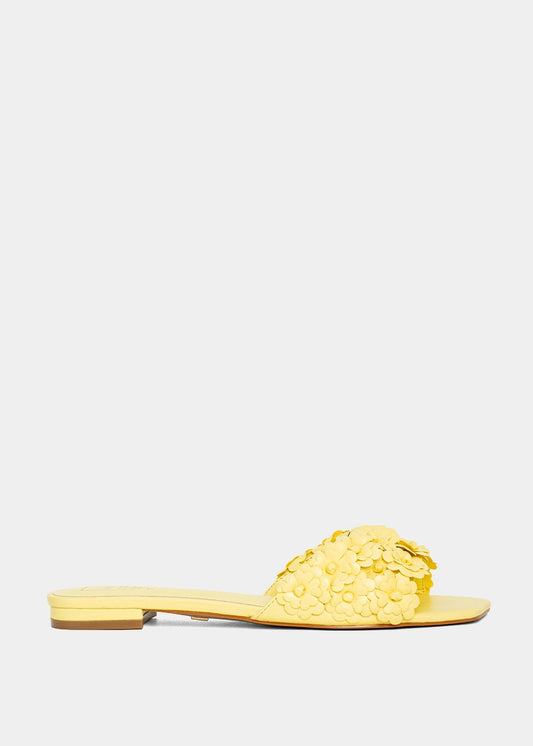CAMELLIA Flat Sandal – Floral Slide for Summer Days - YELLOW | SHUSHOP