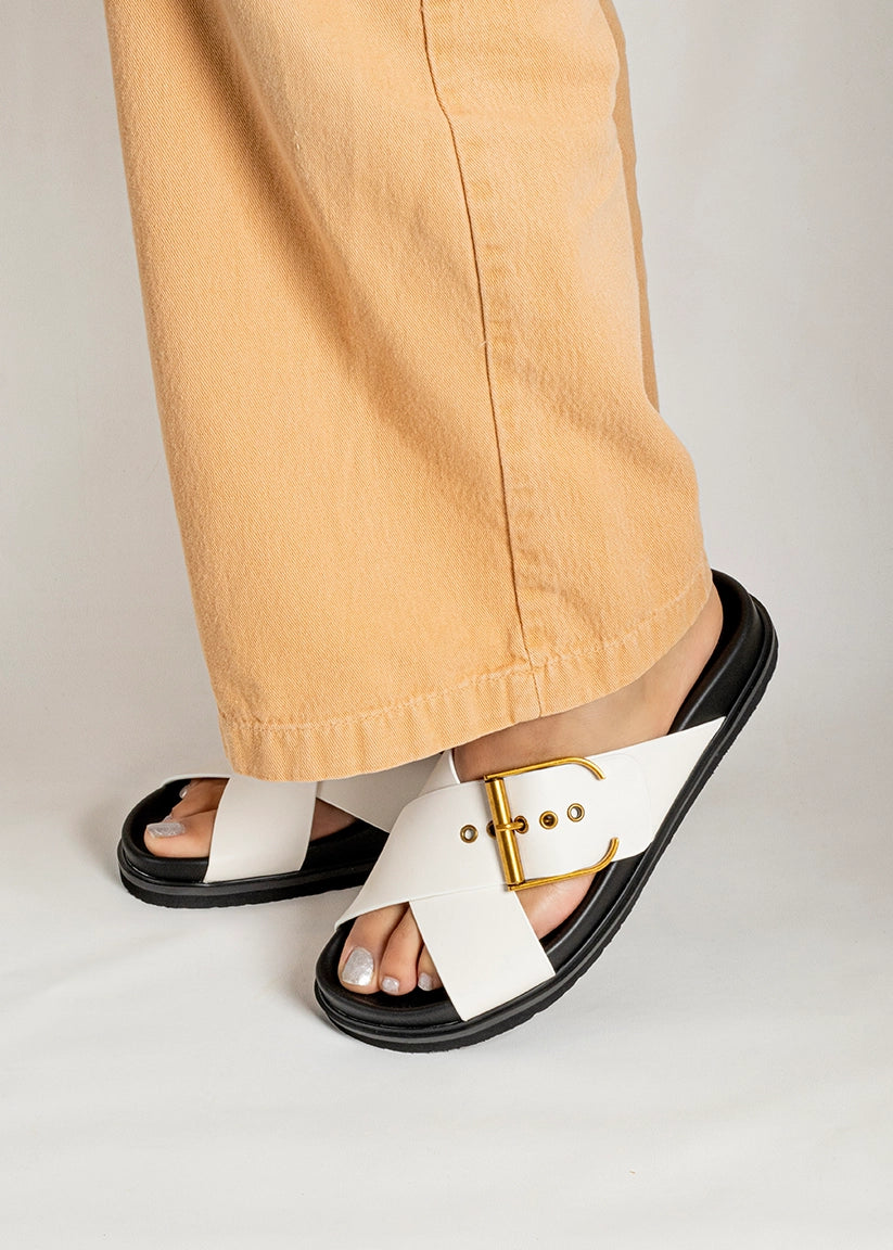 BARB Bone Slide Sandal - BONE | SHUSHOP