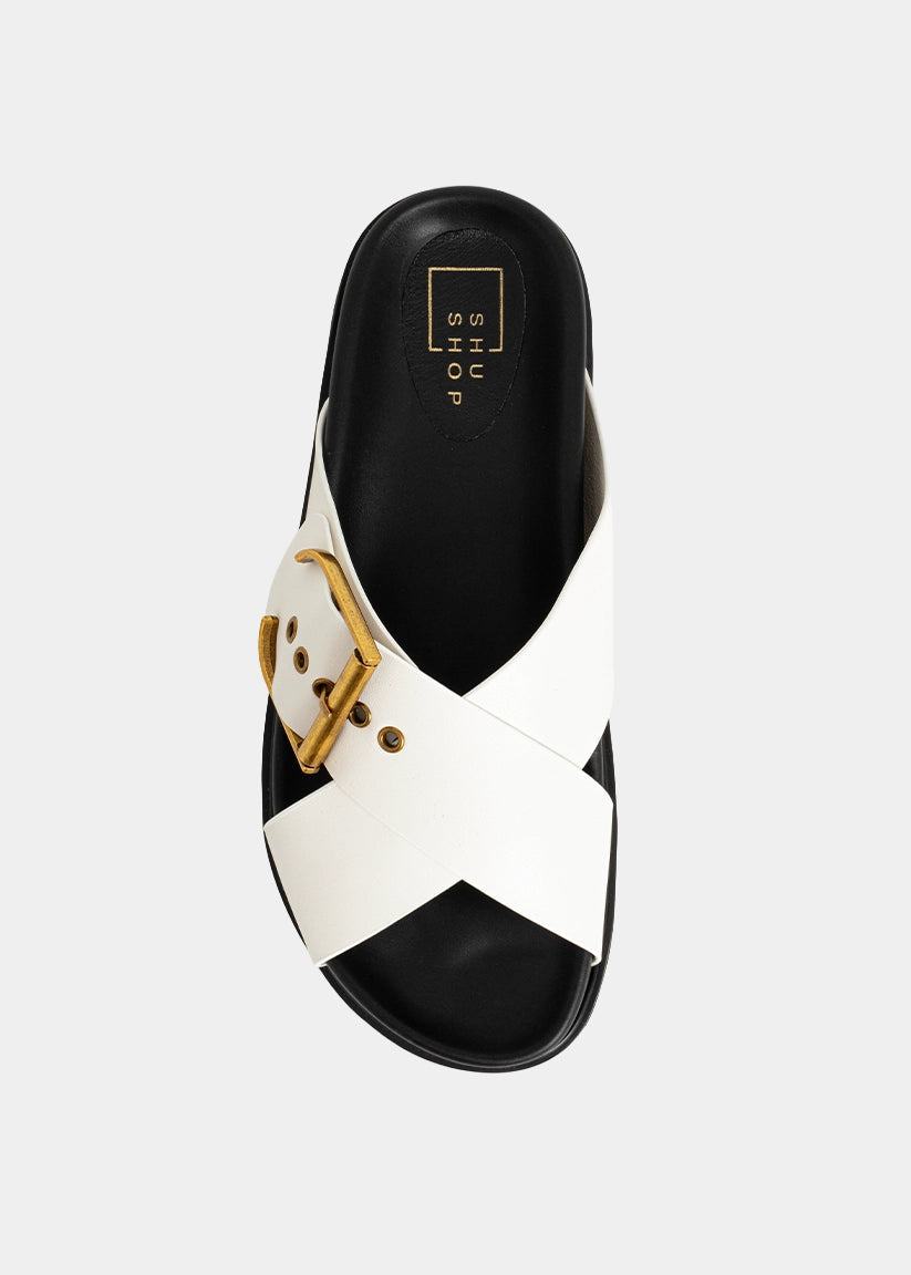 BARB Bone Slide Sandal - BONE | SHUSHOP