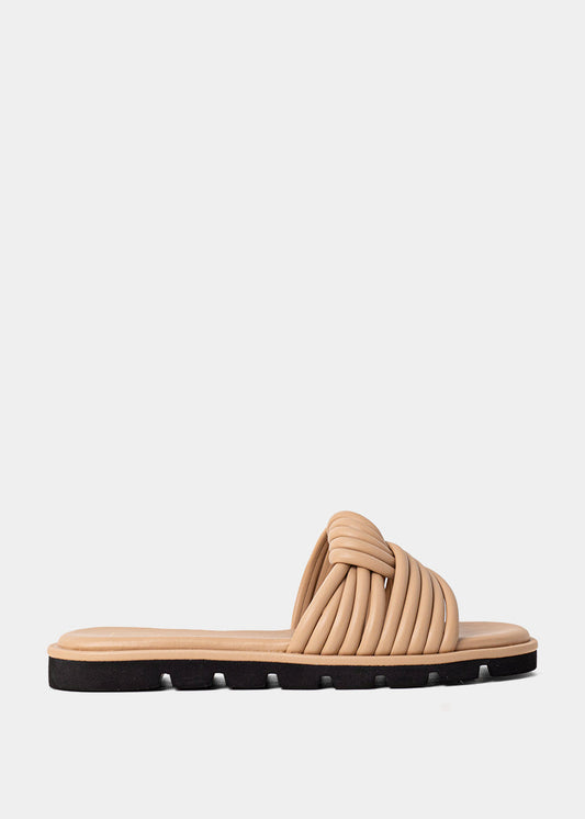 CAIRO Nude Flat Slide Sandals - NUDE | SHUSHOP