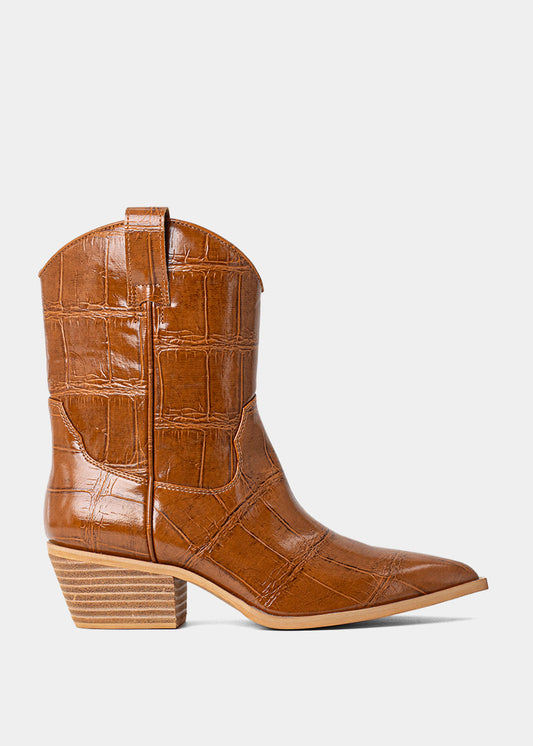 ZOUZOU Camel Croco Western Boot - CAMEL | SHUSHOP