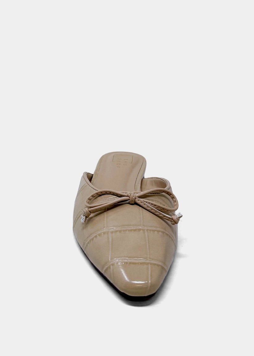 Alexandra Bone Croco Pointed-Toe Mule - BONE CROCO | SHUSHOP
