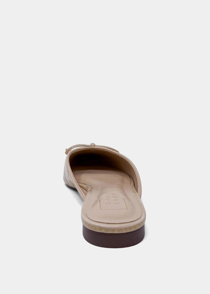Alexandra Bone Croco Pointed-Toe Mule - BONE CROCO | SHUSHOP