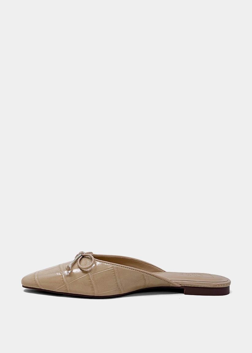 Alexandra Bone Croco Pointed-Toe Mule - BONE CROCO | SHUSHOP