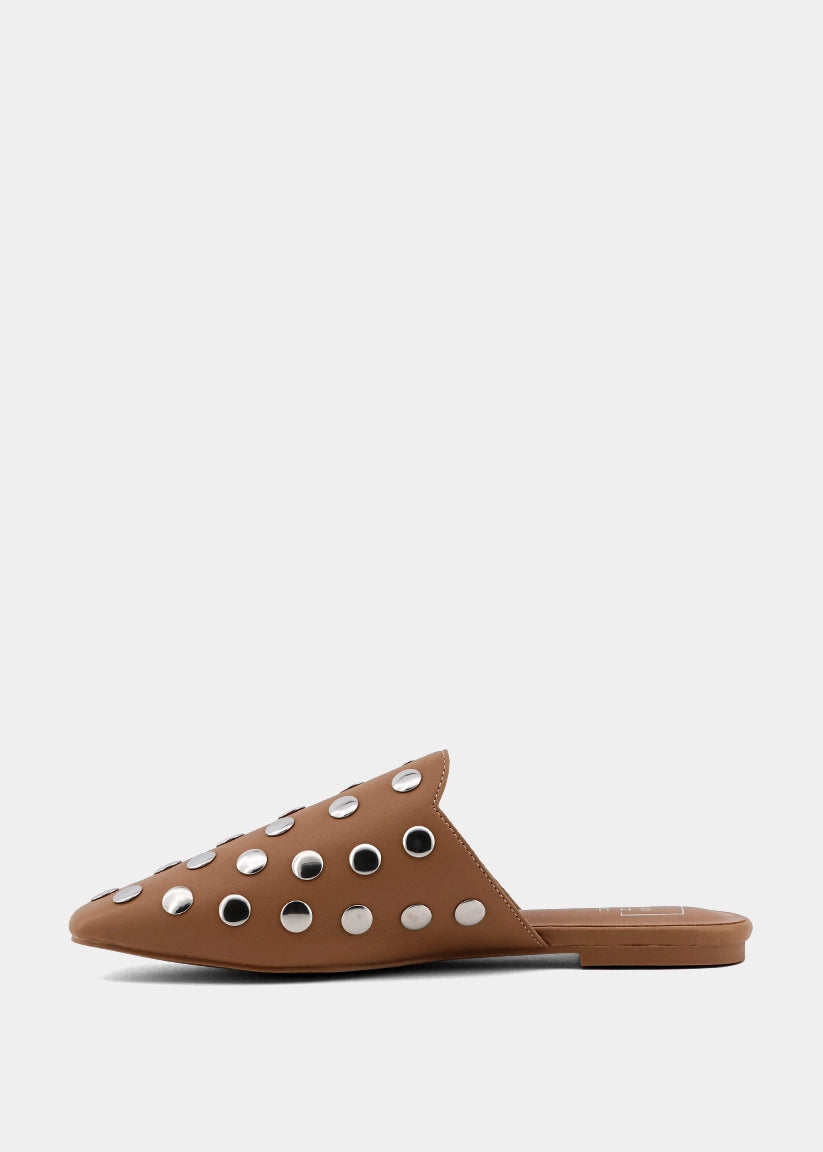 Aretha Camel Studded Mule - CAMEL | SHUSHOP