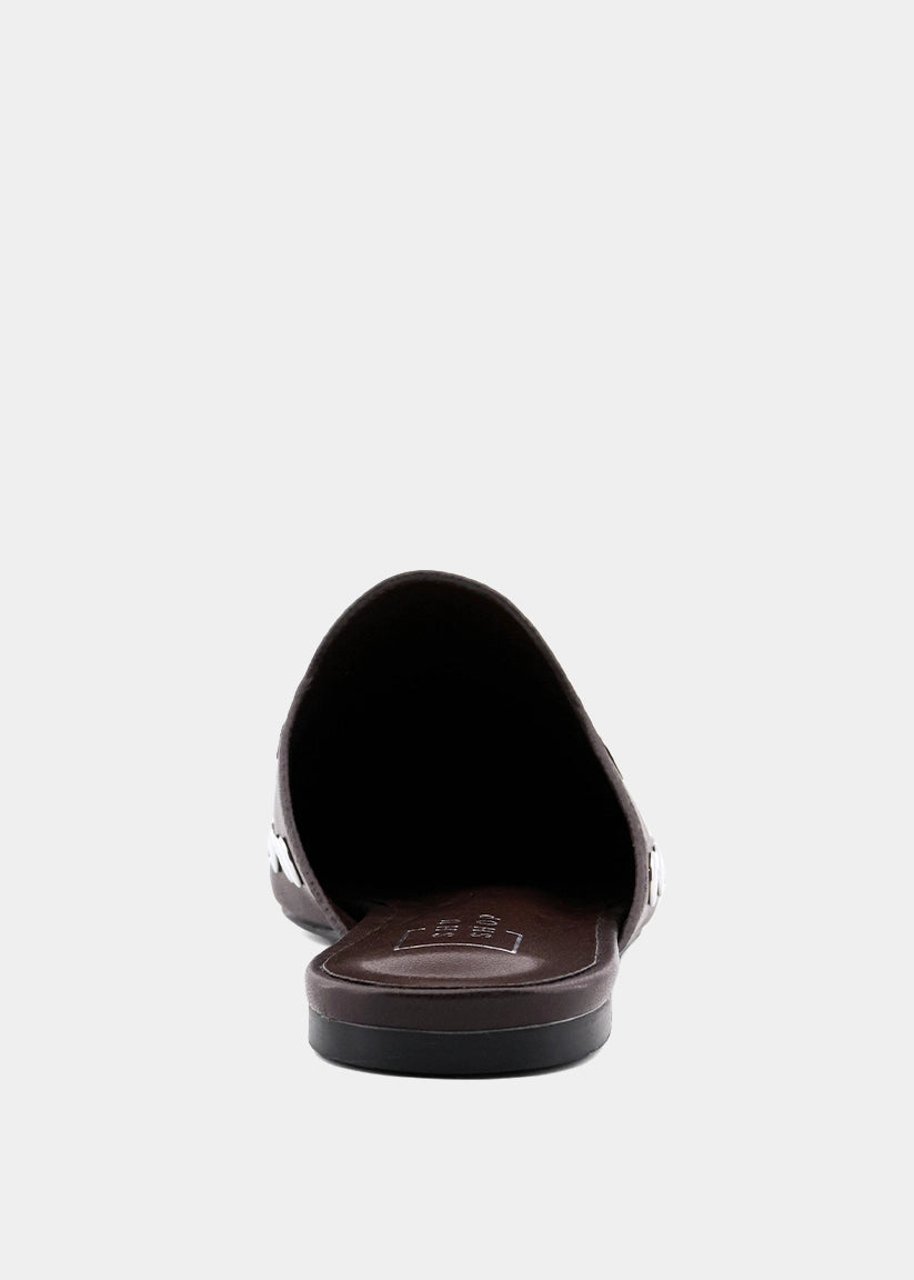 Aretha Brown Studded Mule - BROWN | SHUSHOP