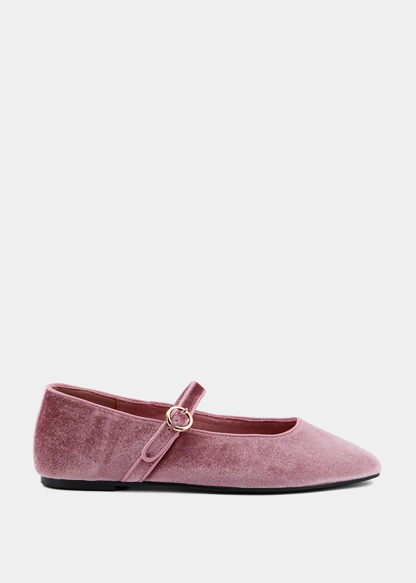 Annabelle Rose Velvet Mary Jane Flat - ROSE VELVET | SHUSHOP