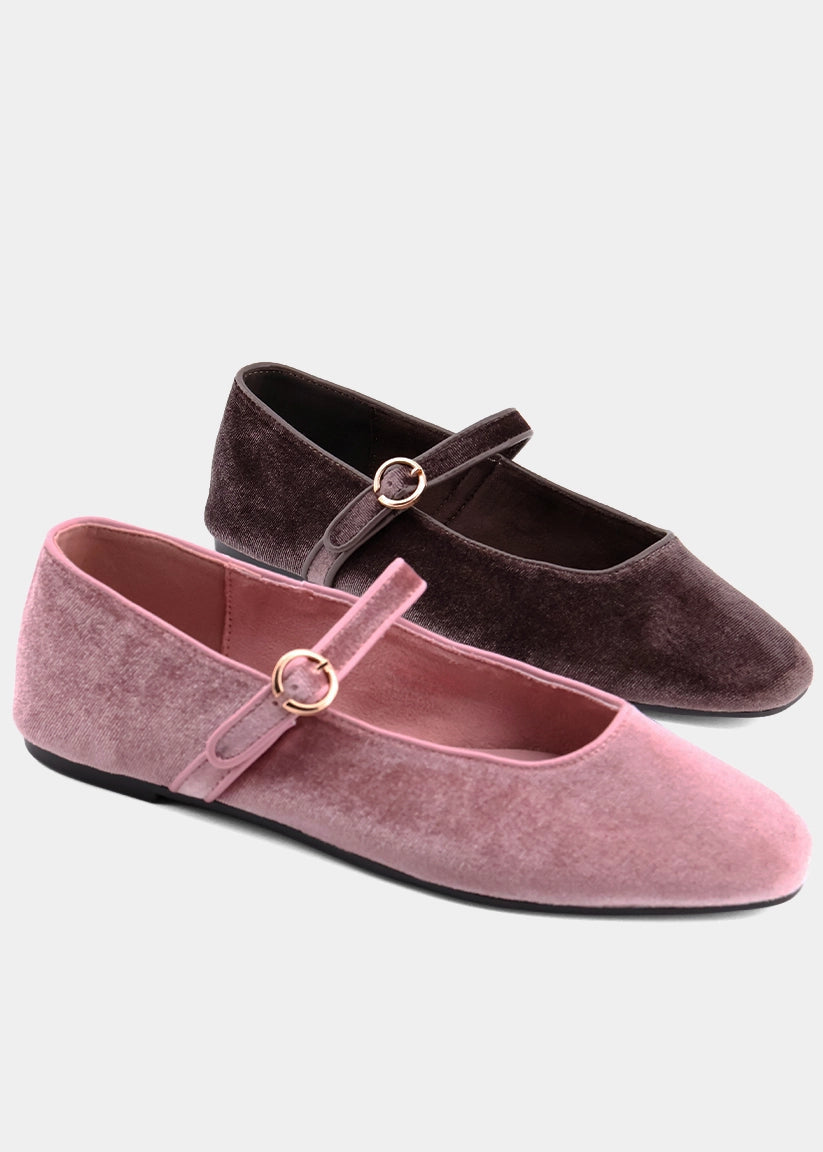Annabelle Rose Velvet Mary Jane Flat - ROSE VELVET | SHUSHOP