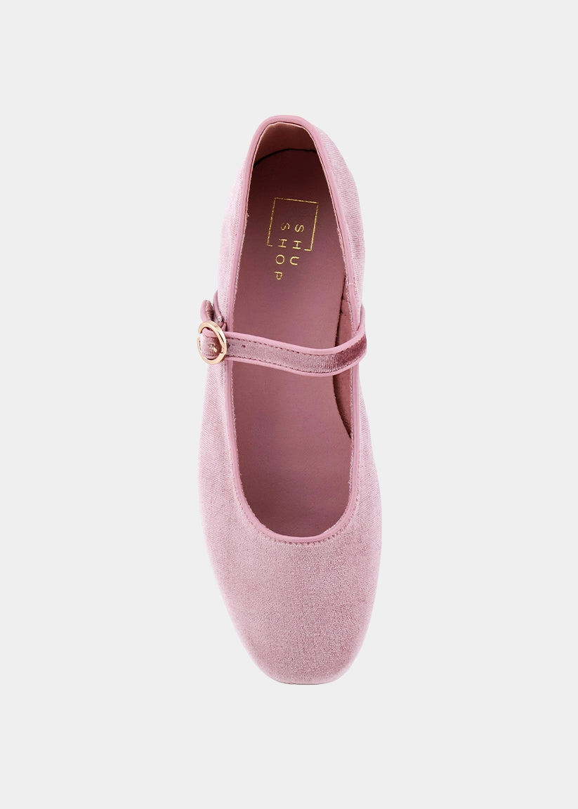 Annabelle Rose Velvet Mary Jane Flat - ROSE VELVET | SHUSHOP