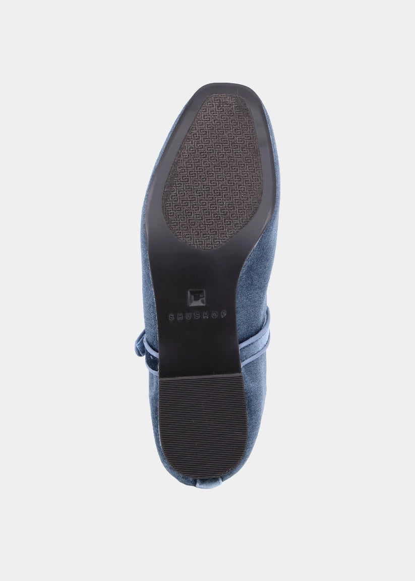Annabelle Denim Velvet Mary Jane Flat - DENIM VELVET | SHUSHOP
