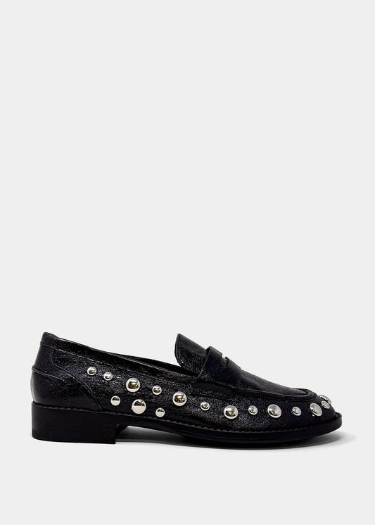 Trisha Studded Loafer - Classic Slip-On - CHARCOAL | SHUSHOP