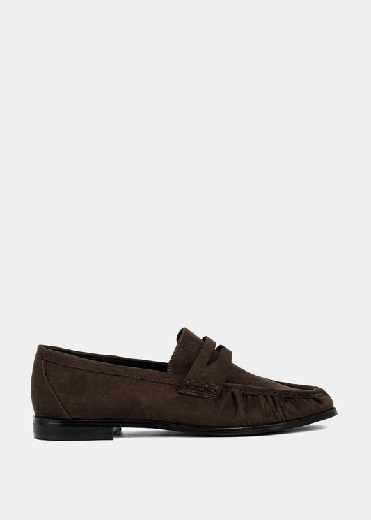 Tokyo Brown Suede Loafer – Classic Textured Slip-On - BROWN SUEDE | SHUSHOP