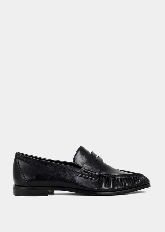 Tokyo Black Loafer – Classic Leather-Like Slip-On - BLACK | SHUSHOP
