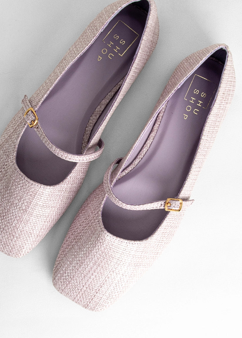 Adele Flats – Strap Ballet-Inspired Shoes - LILAC WOVEN | SHUSHOP