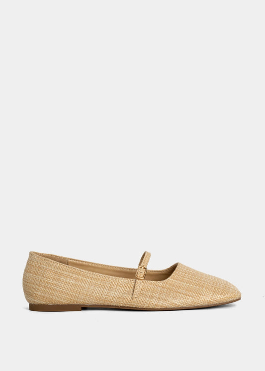 Adele Flats – Strap Ballet-Inspired Shoes - NATURAL WOVEN | SHUSHOP