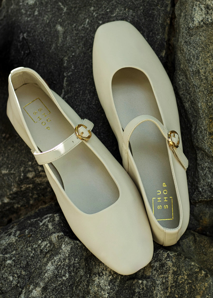 ANNABELLE Bone Mary Jane Flat - BONE | SHUSHOP