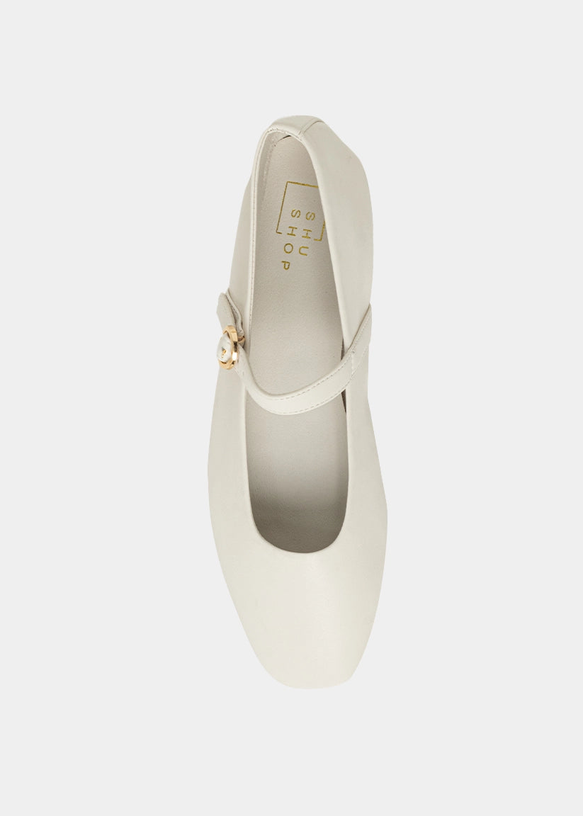 ANNABELLE Bone Mary Jane Flat - BONE | SHUSHOP