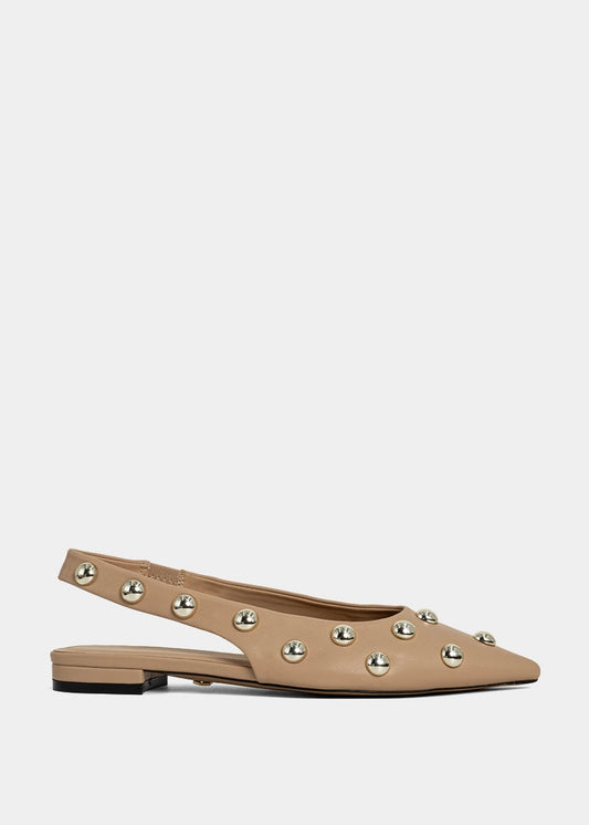 ARIZONA Nude Studded Slingback Flats - NUDE | SHUSHOP