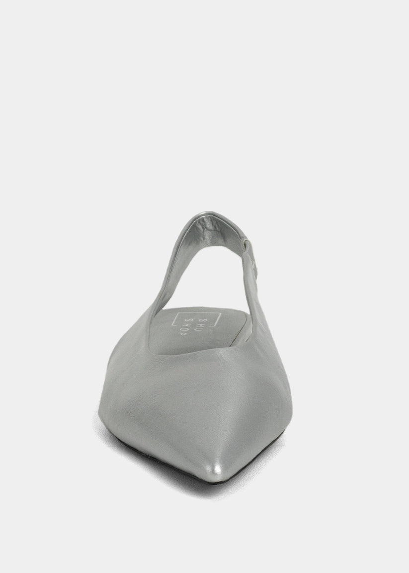 Amelia Silver Slingback Flats - SILVER | SHUSHOP