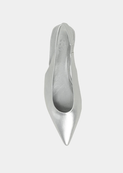 Amelia Silver Slingback Flats - SILVER | SHUSHOP