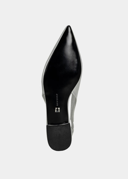 Amelia Silver Slingback Flats - SILVER | SHUSHOP
