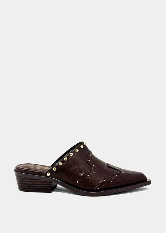 Thalia Brown Western Mule - BROWN | SHUSHOP