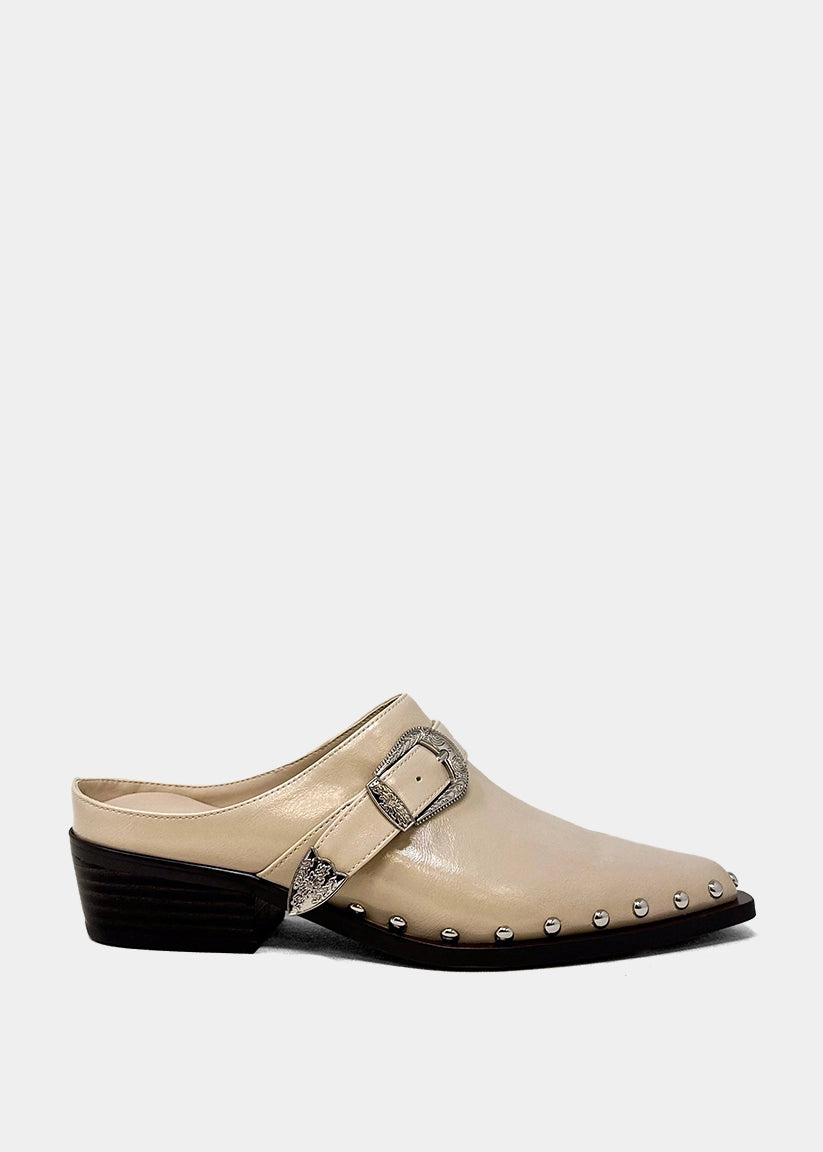 Tessa Bone Western Mule - BONE | SHUSHOP