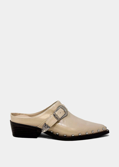 Tessa Bone Western Mule - BONE | SHUSHOP